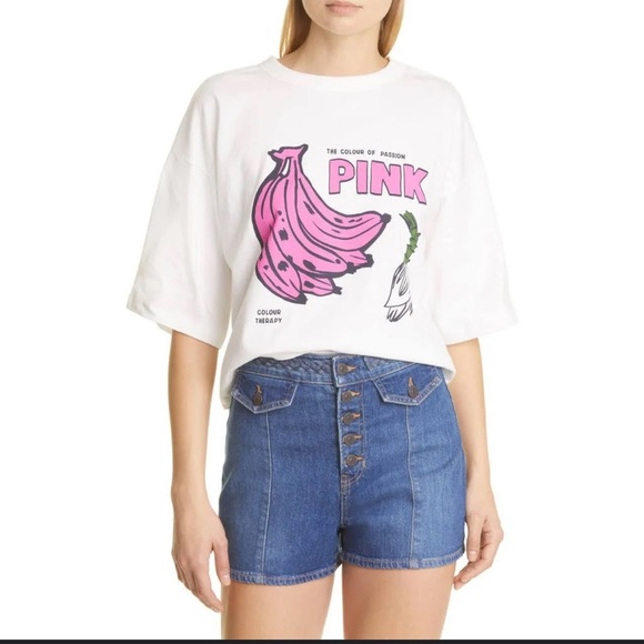 FARM Rio Tops - Farm Rio Green Color Therapy T-Shirt pink bananas
